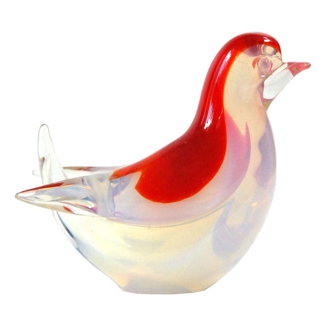 Small Italian Opalescent Glass Bird, Murano, 1970s For Sale