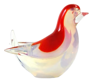 Small Italian Opalescent Glass Bird, Murano, 1970s