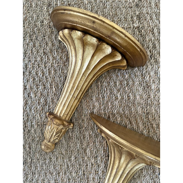 Gold Pair Italian Gilded Carved Wall Shelves For Sale - Image 8 of 10