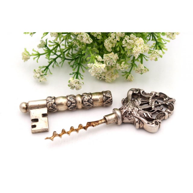 Vintage Key-Shaped Silver Corkscrew For Sale - Image 5 of 6