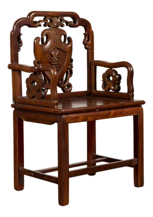 Chinese Qing Dynasty Rosewood Armchair with Carved Splat and Arm Supports