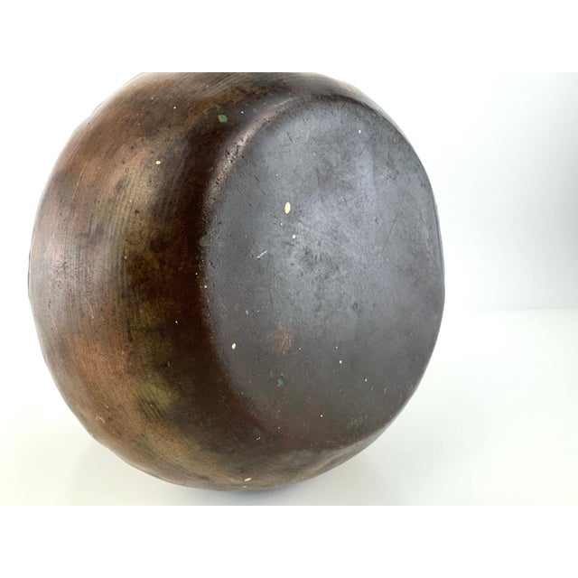 Copper Antique Italian Hammered Copper Pot Verdigris Patina Vessel For Sale - Image 8 of 8