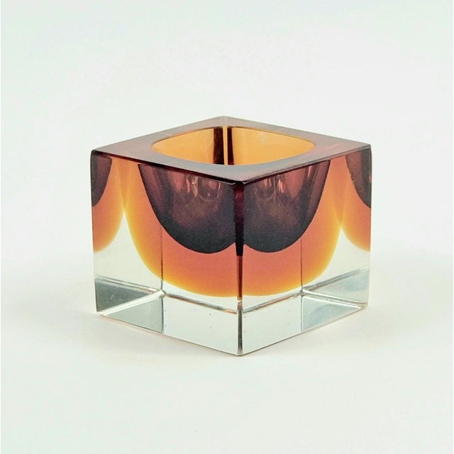 Superb Murano "Sommerso" catchall or ashtray designed by Flavio Poli for Seguso Vetri d'Arte (Murano, Italy, 1970s). Made...
