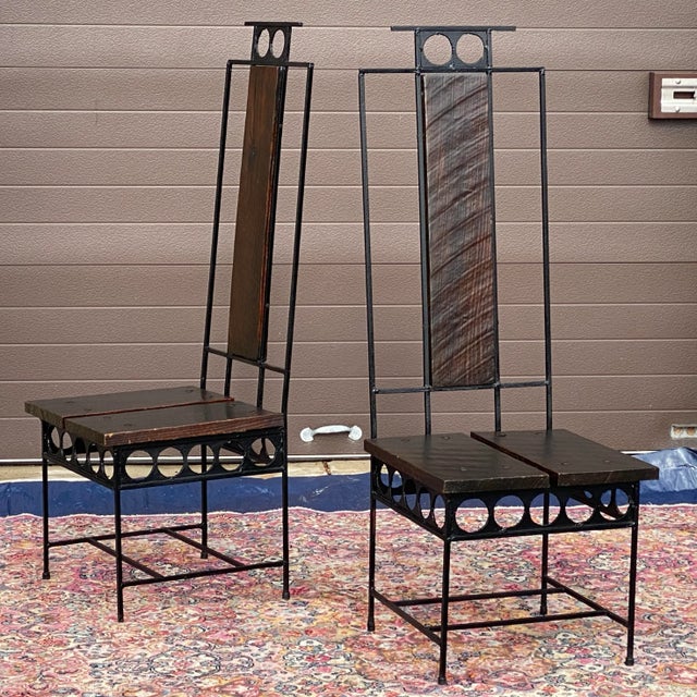 High Back Brutalist Side Chairs by Harry Balmer for Flemington Iron Works - a Pair For Sale - Image 13 of 13