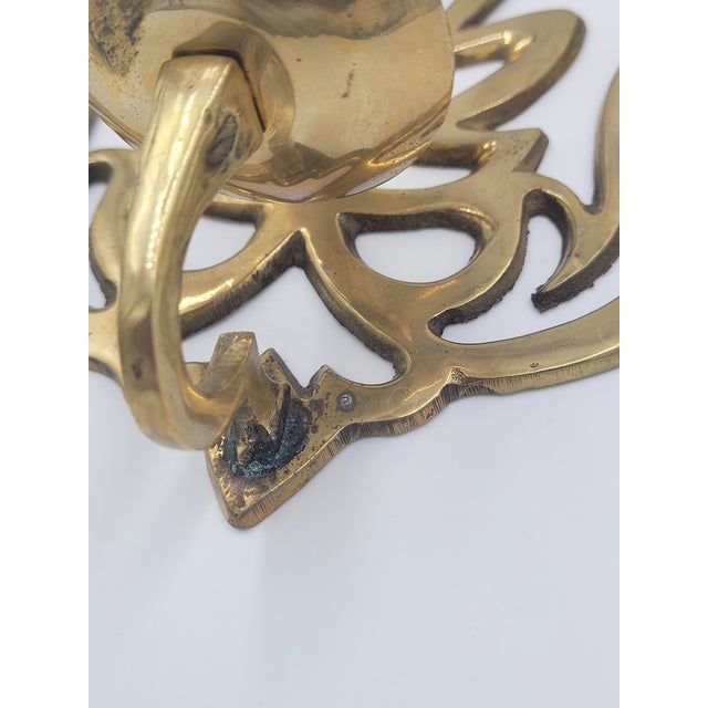 Mid 20th Century Mid 20th Century Hollywood Regency Solid Brass Leaf Sconces-a Pair For Sale - Image 5 of 10