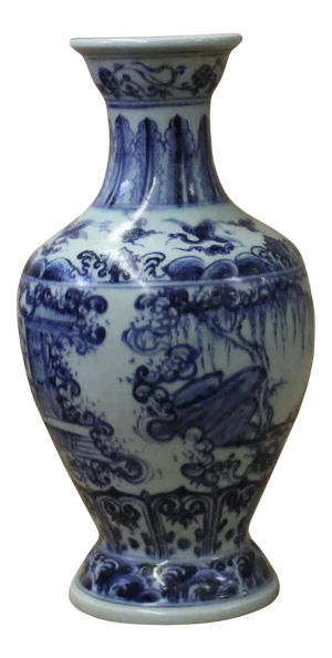 Chinese Blue White Porcelain Precise House Yard Scenery Vase