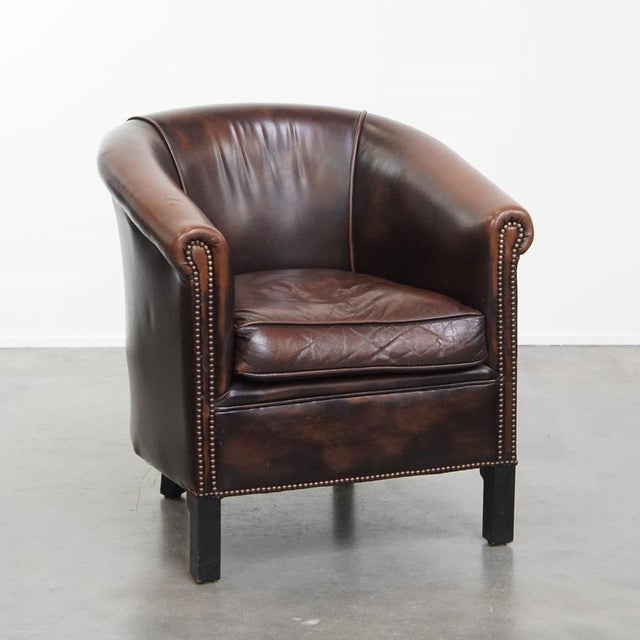 English Style Club Armchair in Cowhide Leather For Sale - Image 15 of 15