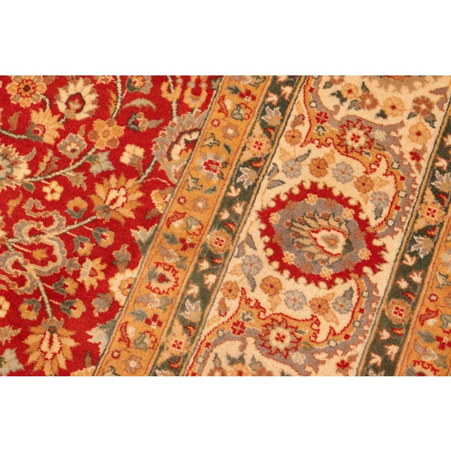 1990s Shabby Chic Floral 1990's Pak-Persian Red/Beige Wool Rug - 5'11'' X 9'5'' For Sale - Image 5 of 9