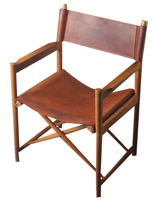 Model 903 Foldable Chair in Saddle Leather and Oak by Kurt Culetto for Horgenglarus, 1960s