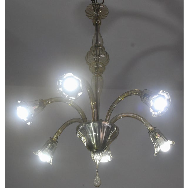 Vintage Murano Glass Chandelier, Amber Color, Six Lights, 1950s Design For Sale - Image 6 of 11