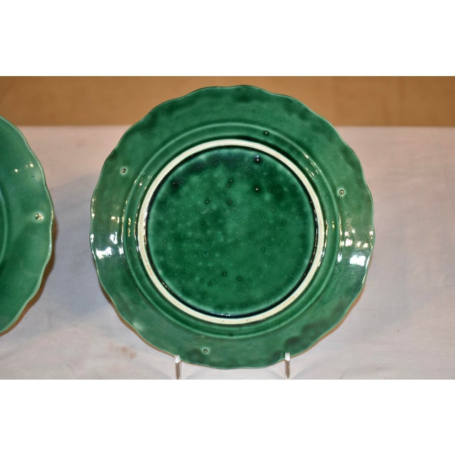 Pair of 19th Century English Majolica Leaf Plates For Sale - Image 4 of 7