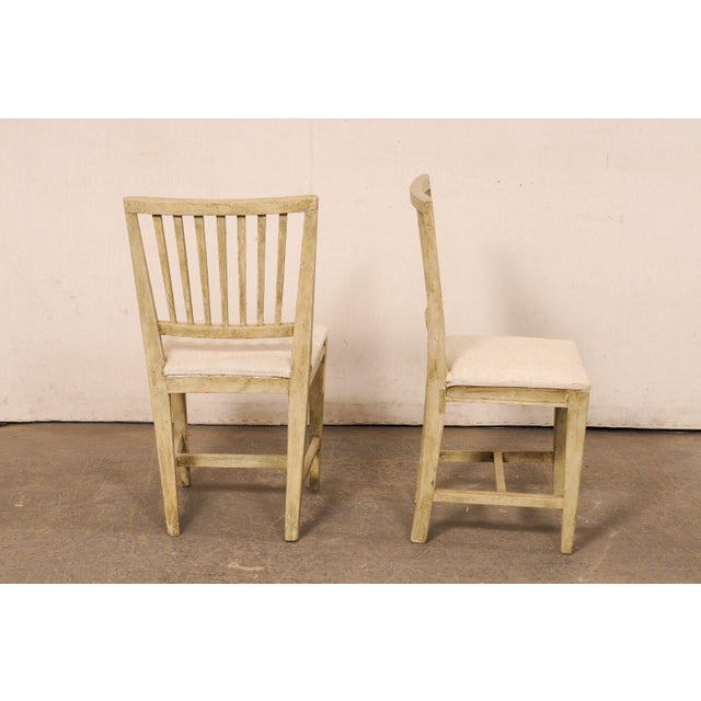 Wood 19th Century Swedish Gustavian Chairs with New Linen Seats - Set of 2 For Sale - Image 7 of 11