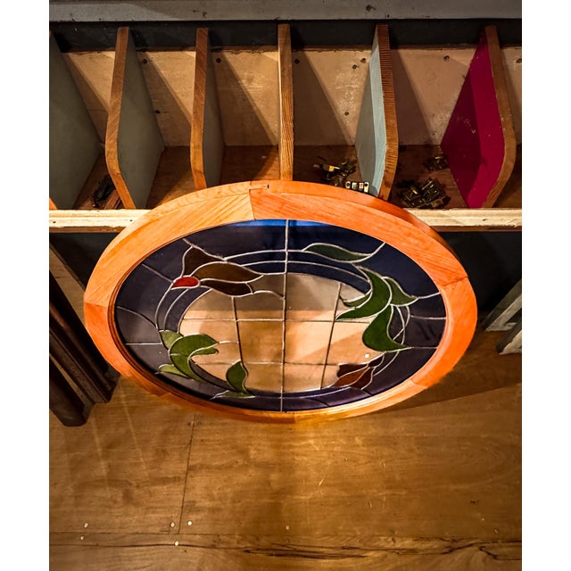 Blue Large Round Stained Glass Window For Sale - Image 8 of 15