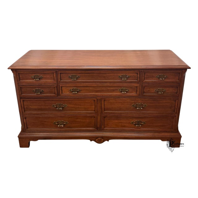 Late 20th Century Vintage Davis Cabinet Company Traditional French County Style Walnut Dresser For Sale - Image 5 of 11