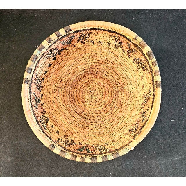 Native American Vintage Native American Style Handwoven Coiled Basket With Geometric Design, C. 1960 For Sale - Image 3 of 12