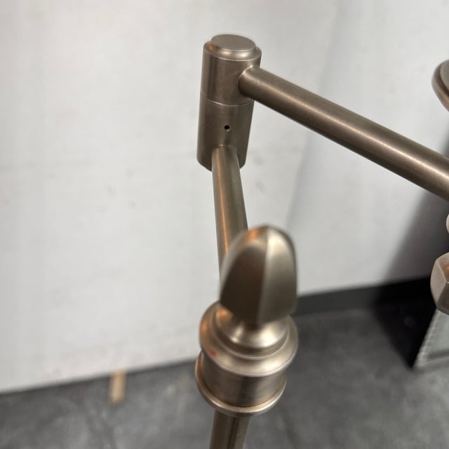 Transitional Brushed Nickel Swing Arm Floor Lamp For Sale - Image 12 of 12