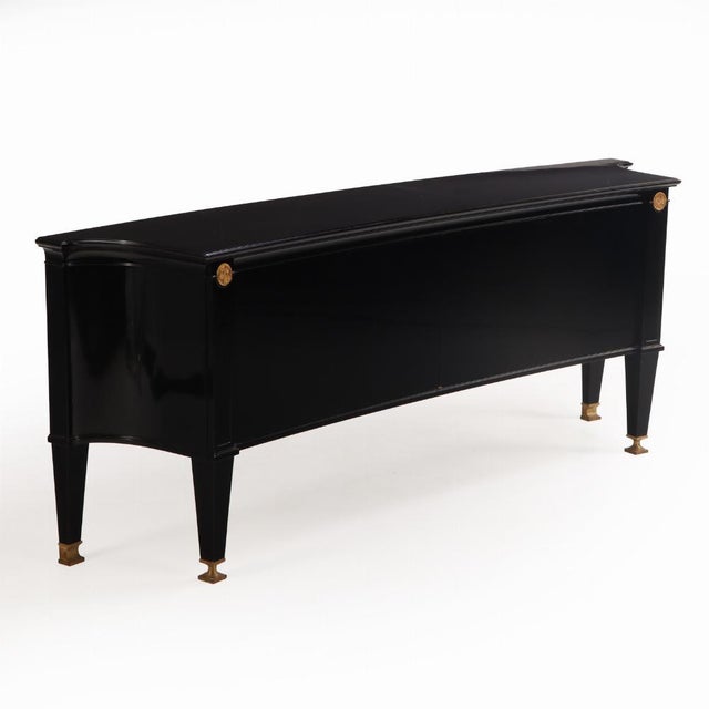 André Arbus A French Ebonized and Bronze Mounted Curved Sideboard in the Manner of Andre Arbus, C. 1940. For Sale - Image 4 of 7