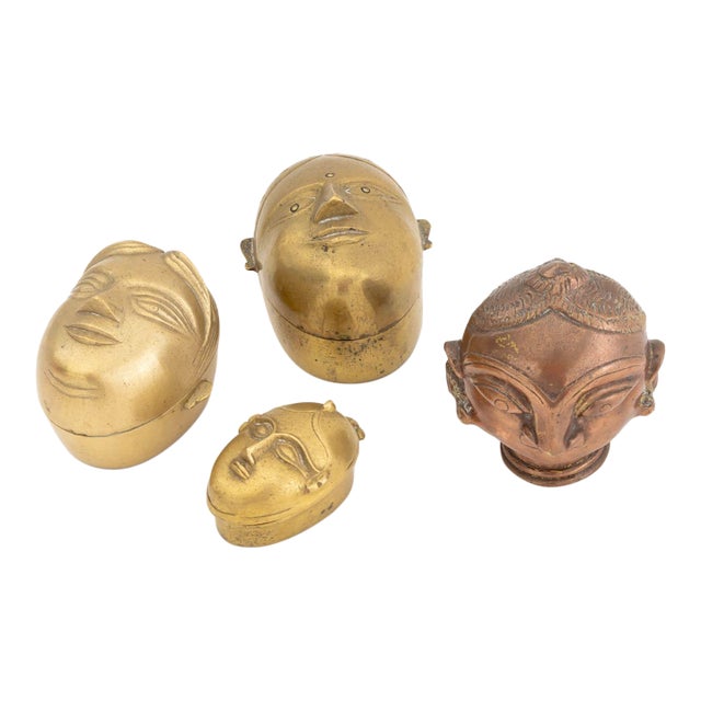 Indian Gauri Head Bronze Sculptures, 4 For Sale