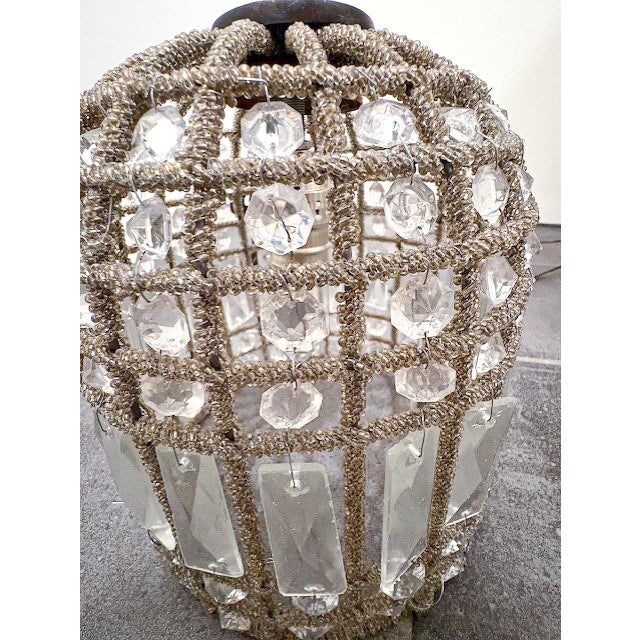 Art Deco Eloquence Crystal Beaded Birdcage Pendant Light For Sale - Image 3 of 6
