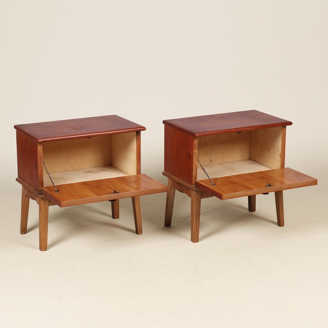 Wood Danish Mid Century Modern Yew Bedside Tables, a Pair For Sale - Image 7 of 7