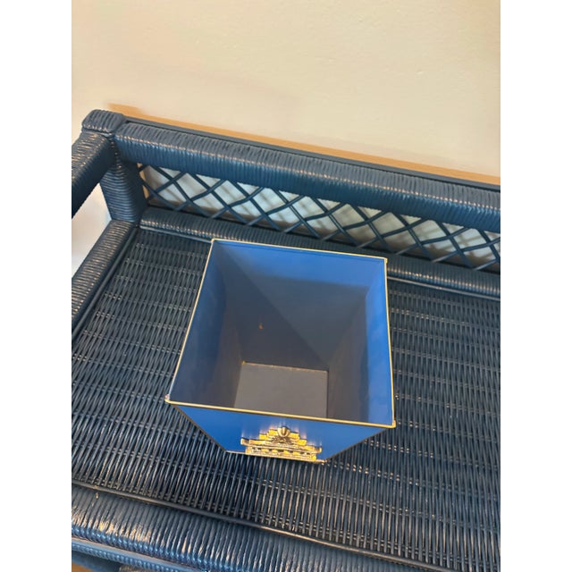 2020s Pagoda Chinoiserie Blue Cachepot For Sale - Image 5 of 8