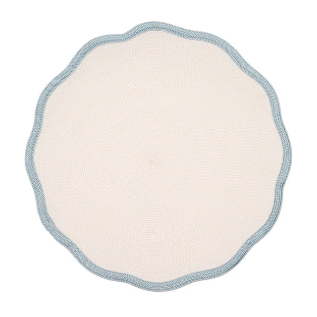 Deborah Rhodes Border Scallop Placemats, French Blue, Set of 4 For Sale
