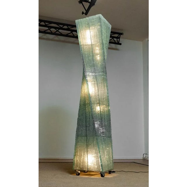 1970s Large Belgian Brutalist Hand-Tied Glass Floor Lamp in the style of Pia Manu, 1970s For Sale - Image 5 of 8