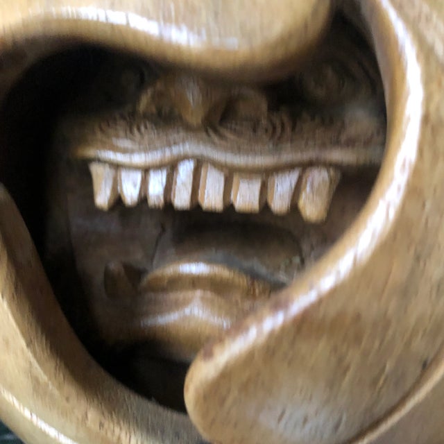 Brown 1960s Hand Carved Foo Dog Figurines For Sale - Image 8 of 13