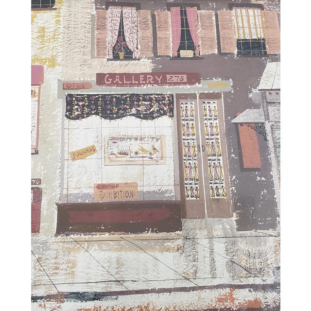 Margaret Layton (American, 20th C.)"Parker Street" New York City Gouache on Board C.1950s For Sale In San Francisco - Image 6 of 10