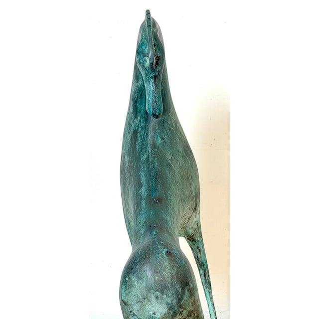 Green Monumental Italian Modernist Patinated Bronze Horse Sculpture, Etruscan Taste For Sale - Image 8 of 12