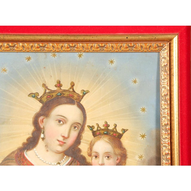 Mexican Our Lady of Refuge for Sinners, Oil on Tin, 19th Century For Sale - Image 3 of 11