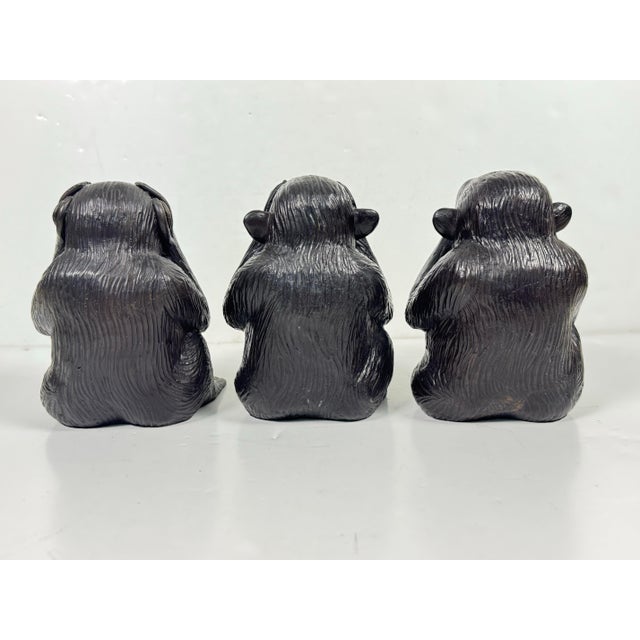 Metal Vintage Cast Brass 3 Wise Monkeys For Sale - Image 7 of 11