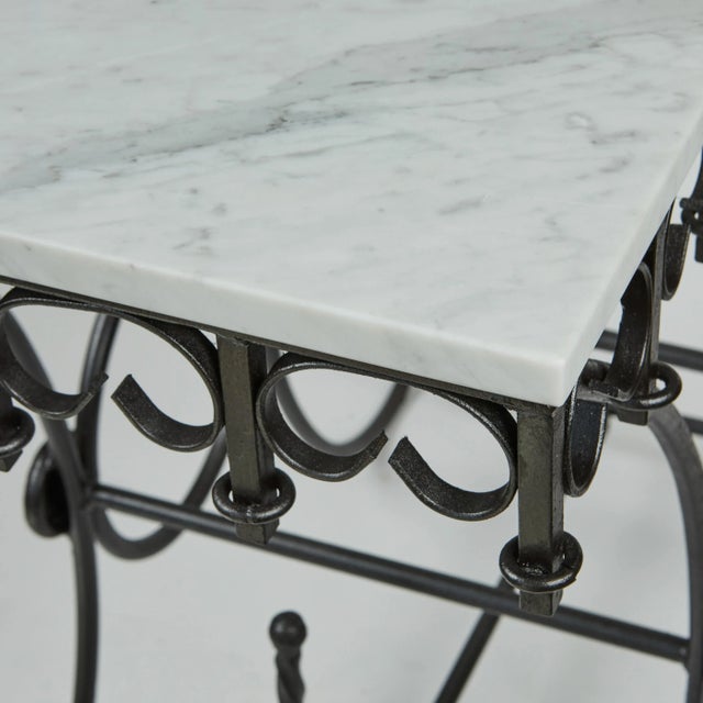 Vintage French Pastry Table W/Iron Base + New Marble Top For Sale - Image 10 of 11