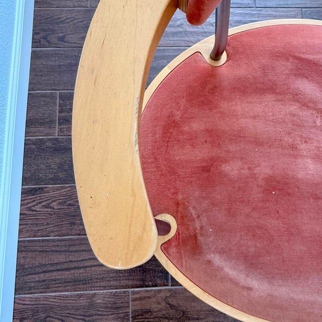 Wood Postmodern Vintage 1998 Knoll Chair by Maya Lin W Bentwood & Velvet 90s VTG For Sale - Image 7 of 12