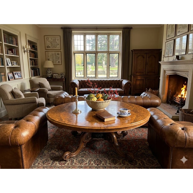 1960s Vintage Estate Burl Walnut Wood Large Oval Low Coffee Table For Sale - Image 5 of 15