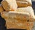 Late 20th Century Pair of English Roll Arm Club Chairs in Mulberry Early Birds Sand Fabric With Skirted Bases, Late 20th Century For Sale - Image 5 of 9