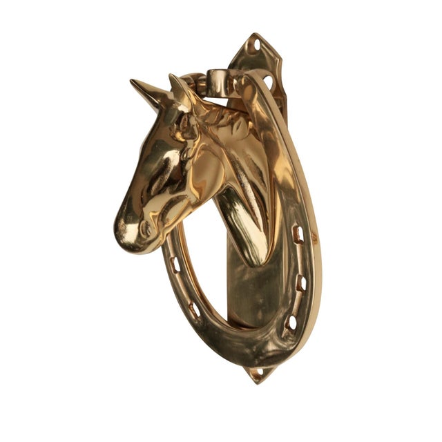 Horse Head & Horseshoe Solid Brass Door Knocker Chairish