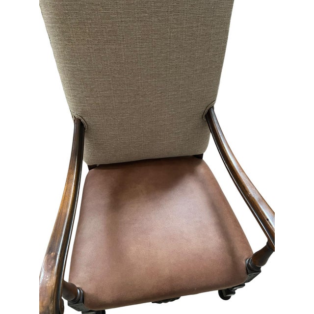 Vintage Ralph Lauren Style Upholstered High Back Armchair For Sale In Philadelphia - Image 6 of 7