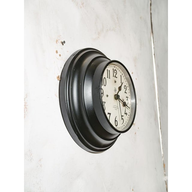 Antique Black Wall Clock with White Dial Face from International Time Recording Co. Ltd London, 1920s For Sale - Image 12 of 12