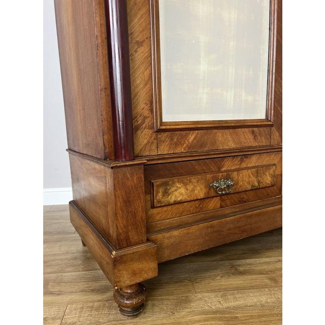 Blue Antique French Carved Walnut Mirrored 2-Door Armoire For Sale - Image 8 of 18