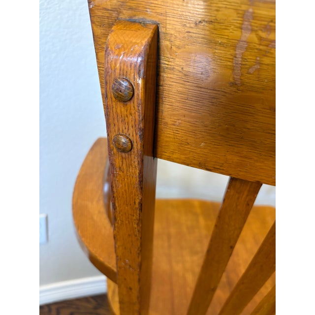 Authentic J. S. Ford, Johnson & Co. Quarter-Sawn White Oak Adjustable Swivel Office Chair, C. 1905–1915 For Sale - Image 12 of 12