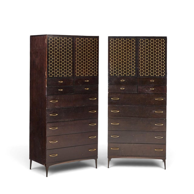Heywood Wakefield Contessa Mid Century Armoires - Pair Each armoire measures: 30 wide x 18 deep x 68 inches high Good...