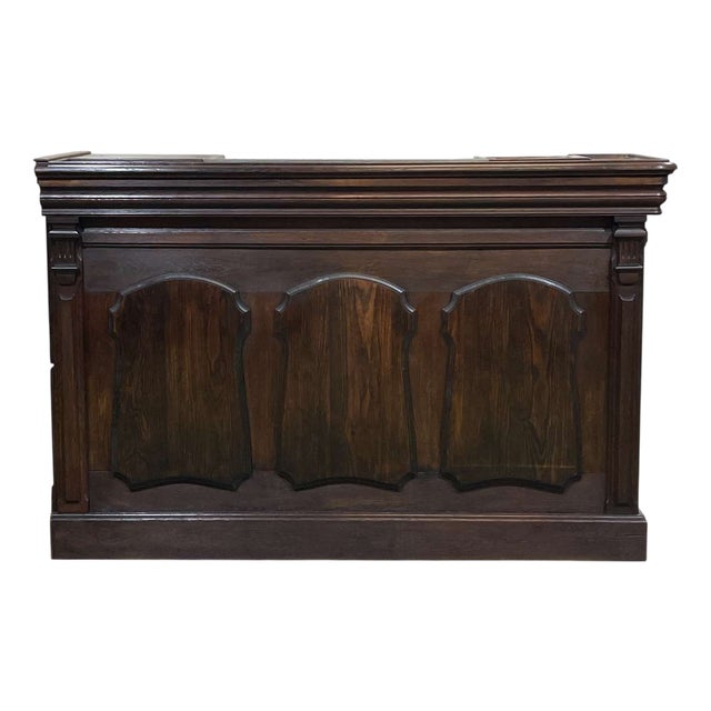 Oak Bar Counter with Original Zinc and Tin Cladding For Sale