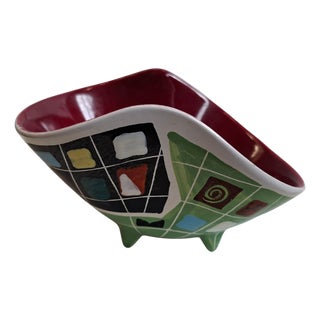 Mid-Century Modern Geometric Bowl, Deruta, Italy, 1950s For Sale