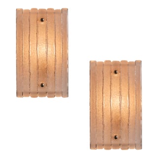Pair of 1970s Hoffmeister Leuchten Sculptural Glass Wall Lamps For Sale