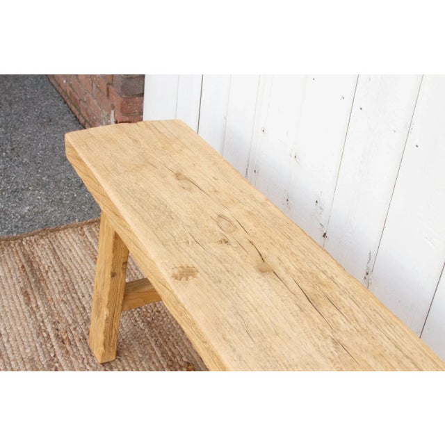 1990s Farmhouse Reclaimed Wood Bench For Sale - Image 5 of 12