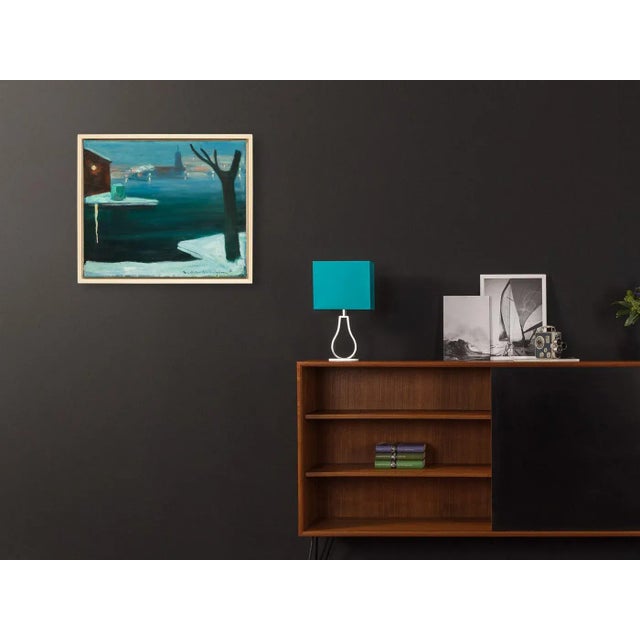 Engelbert Bertel NORDSTRÖM Stockholm by night. Oil on canvas in a shadow gap frame made of ash wood. Ready to hang.