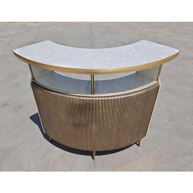 Mid-Century Modern Home Cocktail Bar with Bar Stools and Mirror, England, 1960s, Set of 4 For Sale - Image 9 of 18