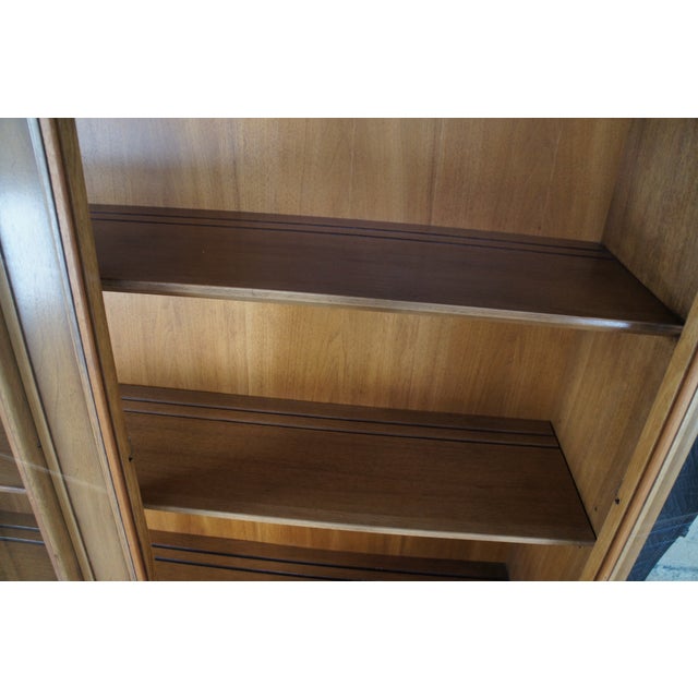 Drexel 1960s Drexel Meridian Mid Century Modern Walnut China Display Cabinet Buffet Hutch For Sale - Image 4 of 14