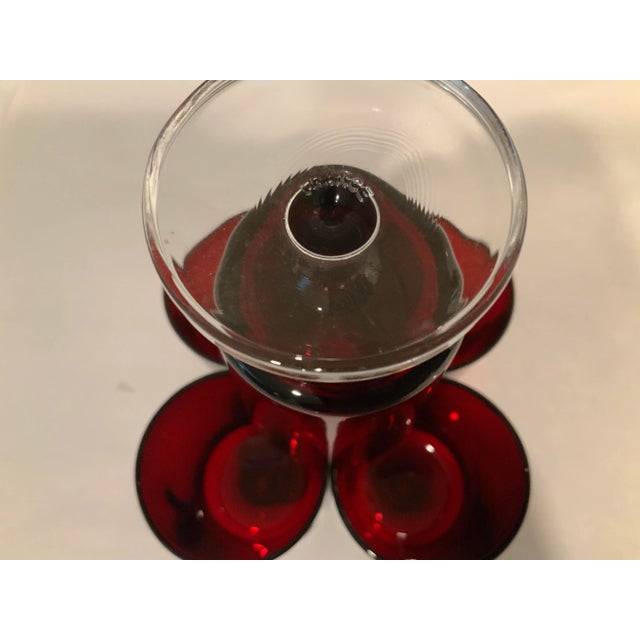 Glass Ruby Red Cavalier Glasses Made in France, a Set of 5 For Sale - Image 7 of 9